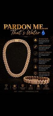 Pardon Me 14K Gold Filled Fully Iced Out Cuban Link Chain and Bracelet